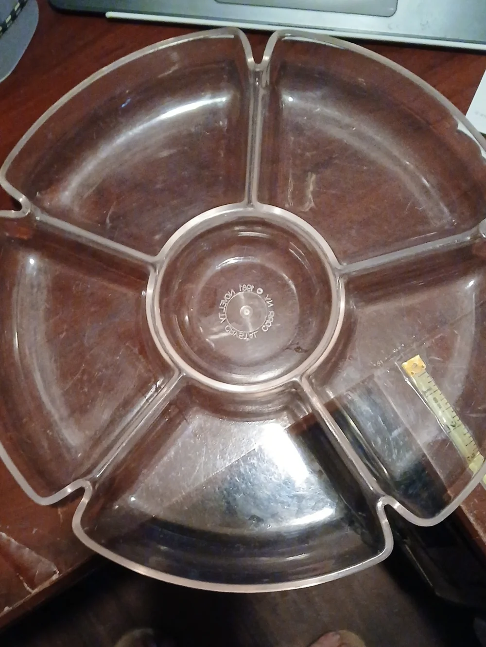 Clear Plastic Divided Serving Platter - Multi-Compartment Snack Tray